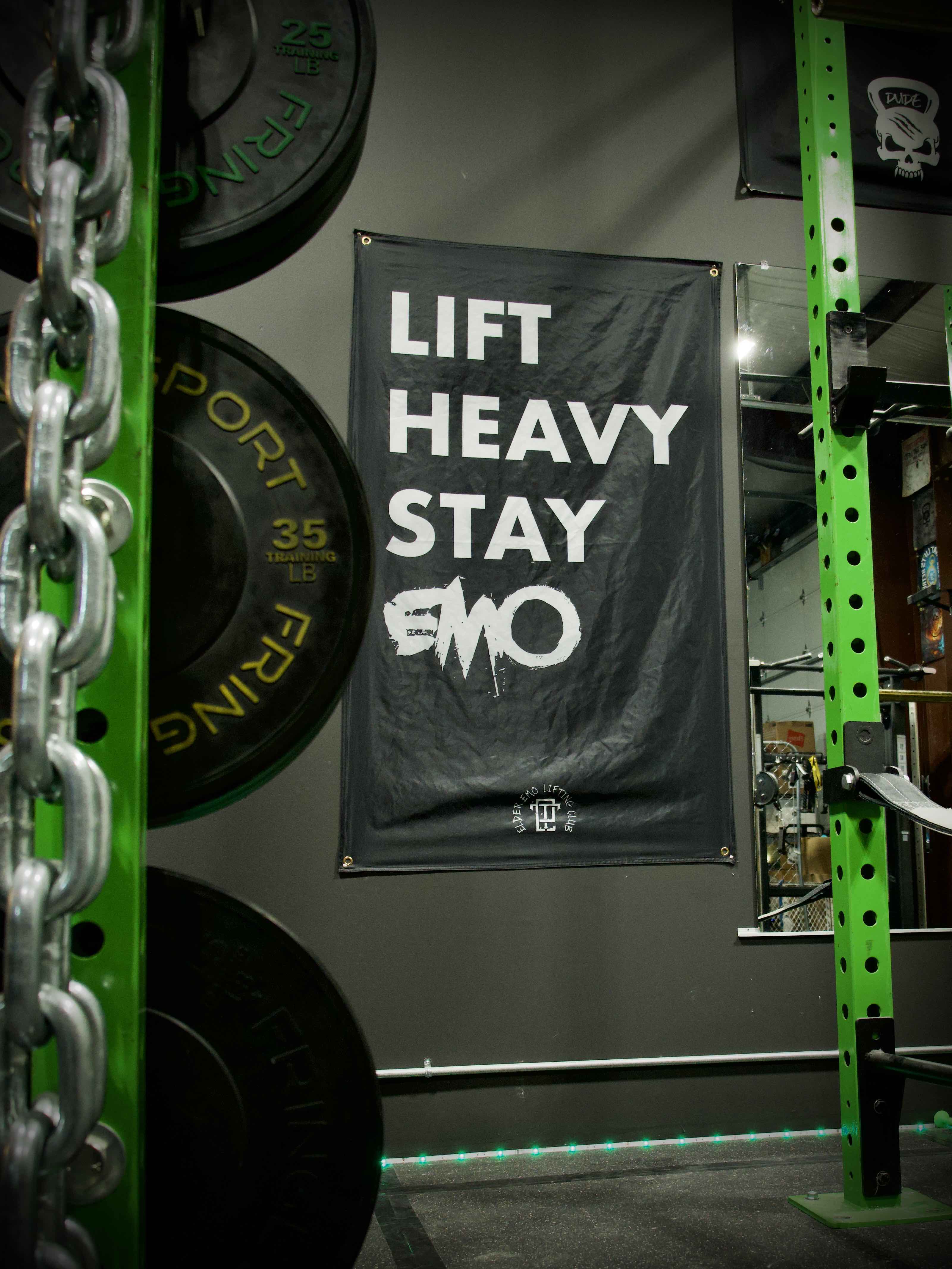 Lift Heavy Stay Emo Gym Flag