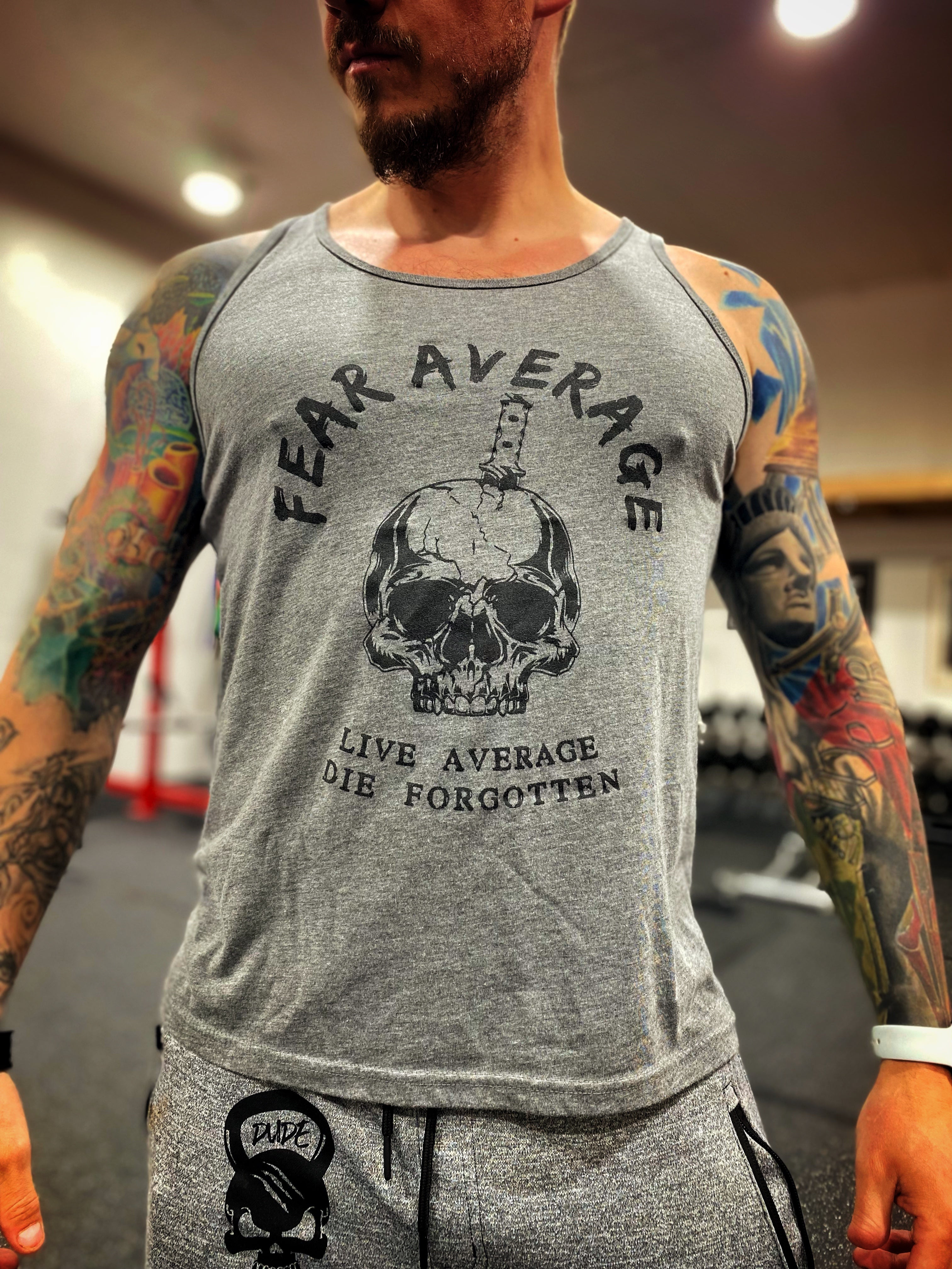 FEAR AVERAGE MEN'S TANK - Dude That Lifts