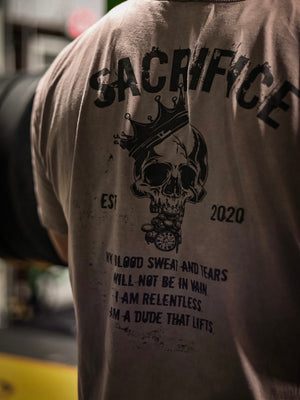 The Sacrifice 100 Oversized Vintage Zinc Tee - LIMITED DROP - Dude That Lifts
