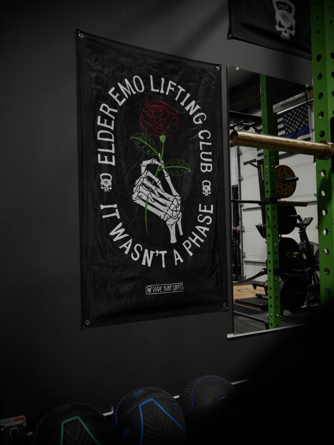 Elder Emo Lifting Club Gym Flag - Dude That Lifts