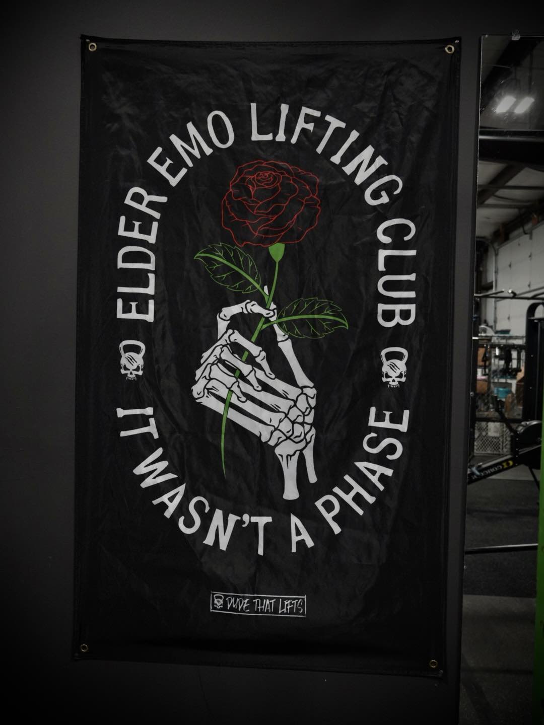 Elder Emo Lifting Club Gym Flag - Dude That Lifts