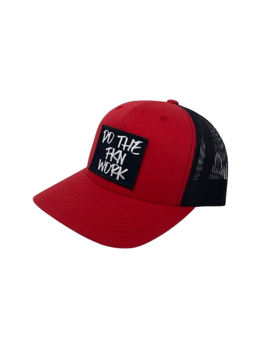 DO THE FKN WORK PATCH - RED AND BLACK HAT - Dude That Lifts