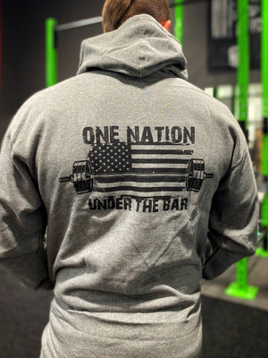 One Nation Gunmetal Full Zip Hoodie - Dude That Lifts