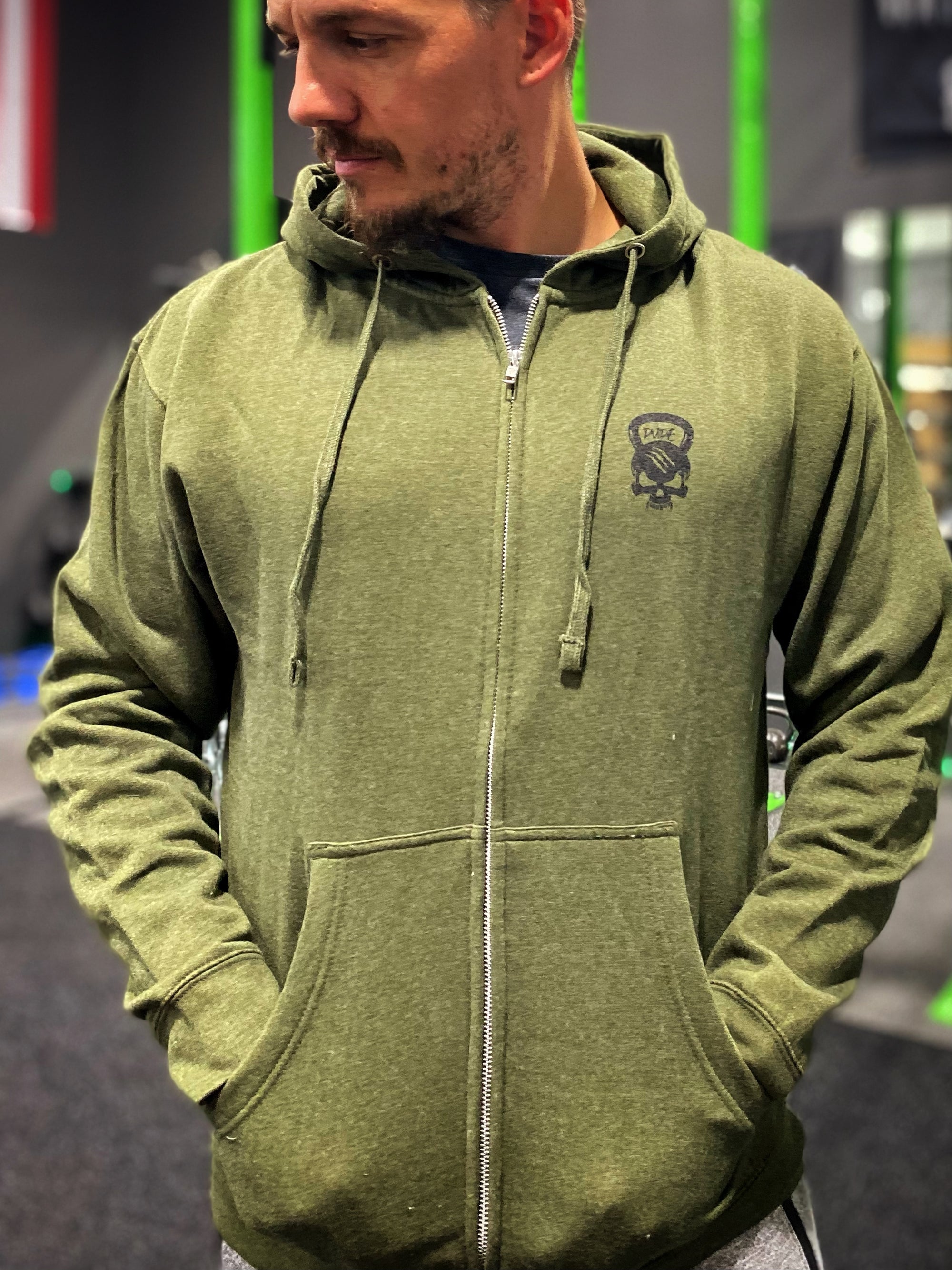 One Nation Army Green Full Zip Hoodie - Dude That Lifts