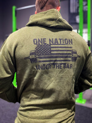 One Nation Army Green Full Zip Hoodie - Dude That Lifts
