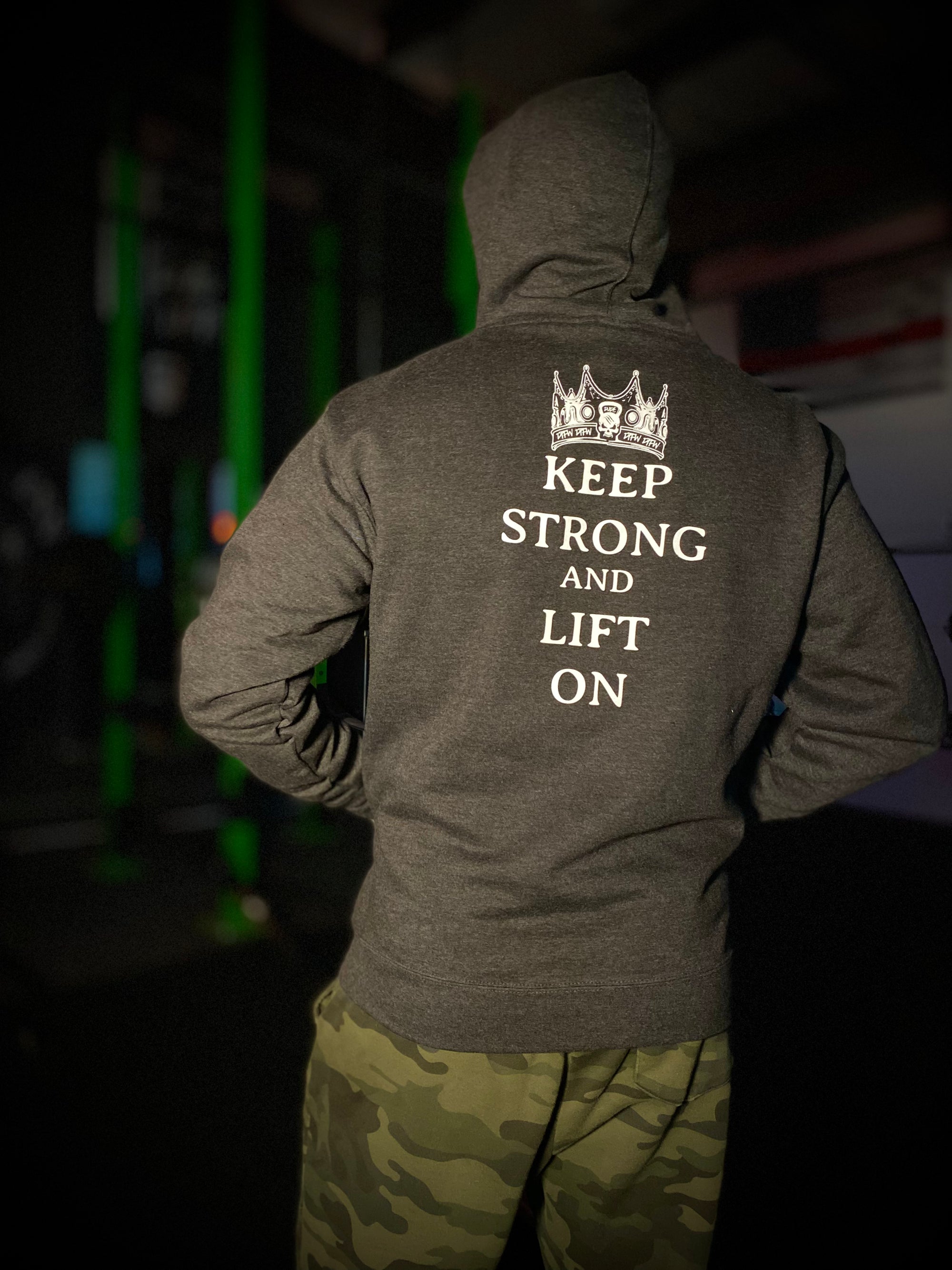 Keep Strong and Lift On Charcoal Pullover Hoodie - Dude That Lifts