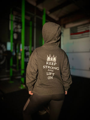 Keep Strong and Lift On Charcoal Pullover Hoodie - Dude That Lifts